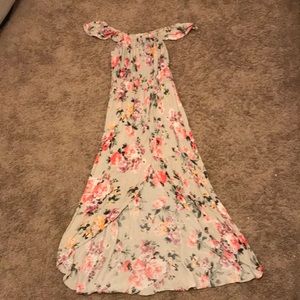 WORN ONCE off the shoulder high/low maxi dress